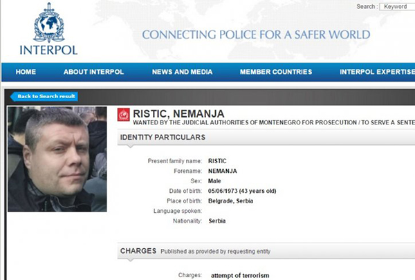 Nemanja Ristic potjernica Nemanja Ristic potjernica