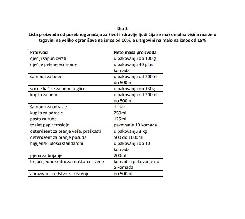lista proizvoda smanjenje cijena 3