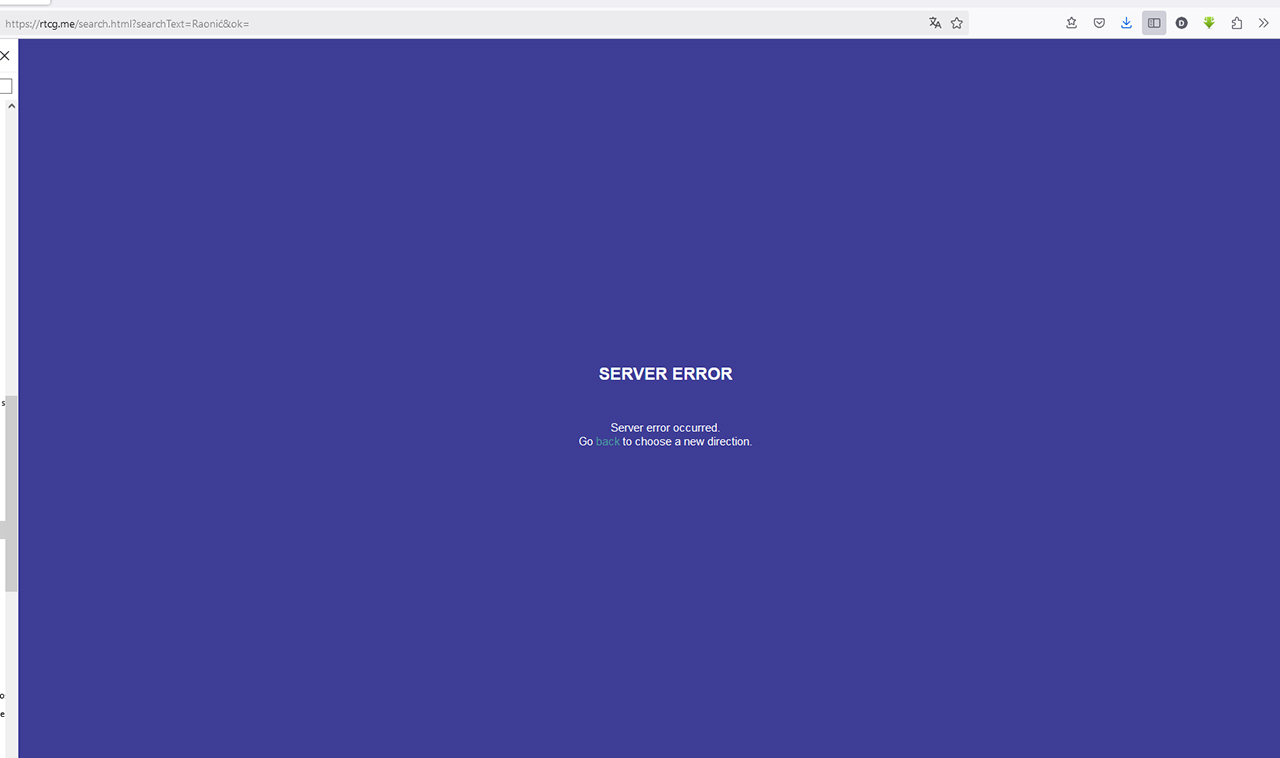 Pretraživač na portalu RTCG nije u funkciji