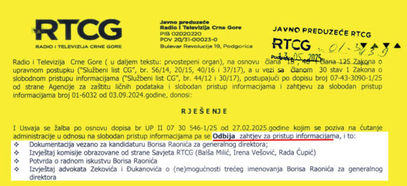 Podaci o izboru generalnog RTCG zasad javna tajna