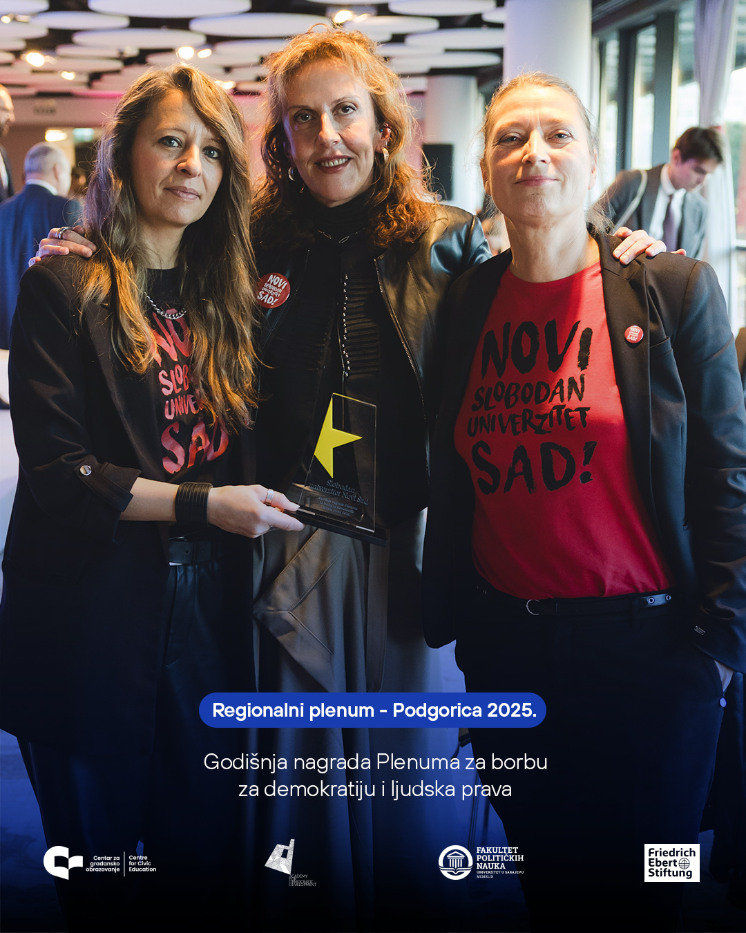 Slobodan univerzitet Novi Sad dobitnik godišnje nagrade plenuma za borbu za demokratiju i ljudska prava