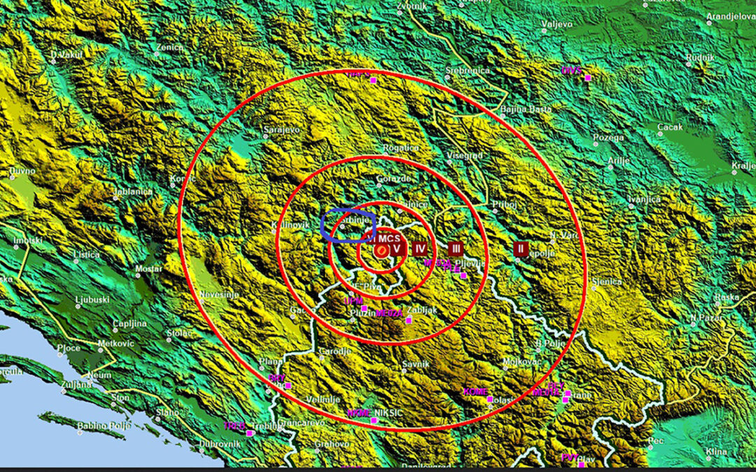Seizmološki zavod CG koristi mapu na kojoj umjesto Foča piše Srbinje